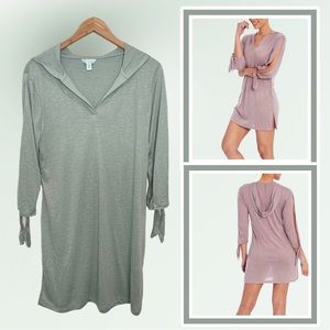 Balance Collection Slate Gray Slit-Sleeve Josie Hooded Swim Cover-Up
